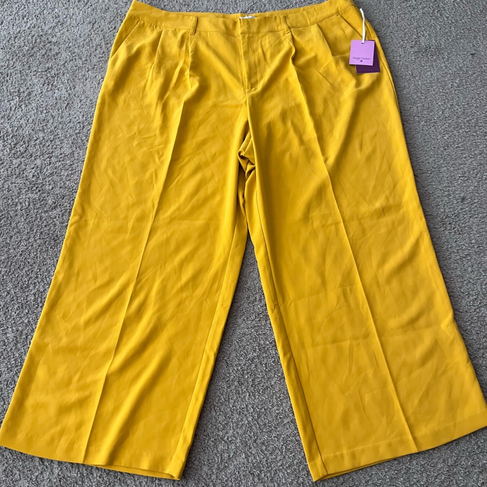 Sergio Hudson Vibrant Mustard Yellow Wide-Leg Pants